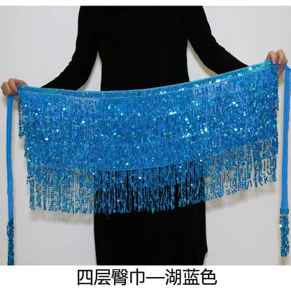 Sexy Sequins Tassel Dancewear Mini Skirt Women Clothes Jupe Femme Belly Dance Skirts Ladies Faldas Performance Stage Bottom Saia