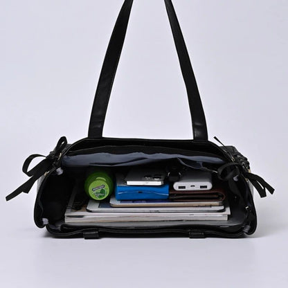 Japanese Kawaii Girls Itabag Large Capacity PU Leather Shoulder Bag Bow Ribbon Lolita JK Handbags Ita Bag Y2K Handbags Purse