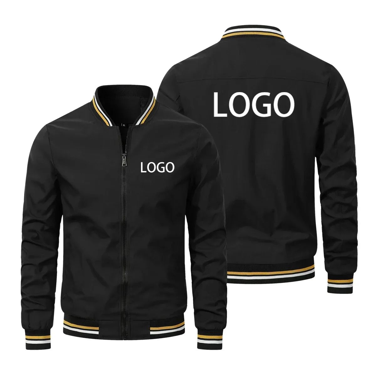 Custom Windproof Jacket Men Personalized Logo Printed Zipper Motorcycle Outdoor Sportswear Casual Fashion Coat