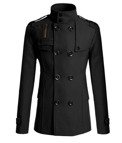 Men's Woolen Overcoat for Autumn and Winter. Korean Style Men's Clothing, Fashionable Slim-fit Double-breasted Mid-to-long Coat.