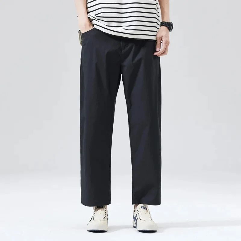 Calça Masculina Casual Cleanfit Estilo Americano para Esportes ao Ar Livre Nove Pontas Solta em Tela Confortável Elegante e Sofisticada