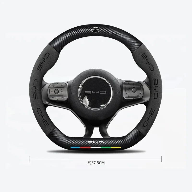 Car Suede Steering Wheel Cover For BYD Atto 3 Act Seal Tang F3 E6 Yuan Song Plus EV F0 Qin Han Dolphin S6 Leather anti-slip