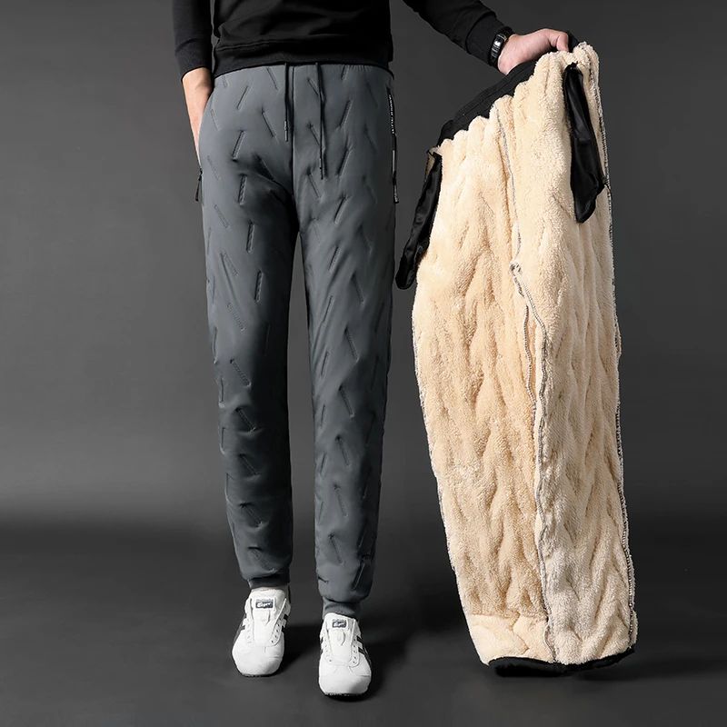 Calças Harem Masculinas outono e inverno novas acolchoadas e engrossadas para uso externo -20 graus neve calças quentes masculinas à prova de vento