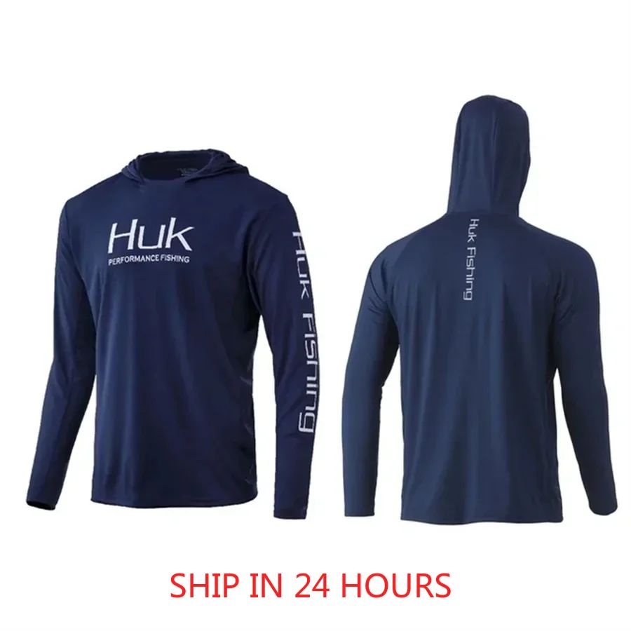 Camisa de Pesca HUK Com Chapéu Manga Longa Proteção Solar UV UPF50 Verão Secagem Rápida Leve Masculina Roupa de Pesca Esporte Caça Acampamento