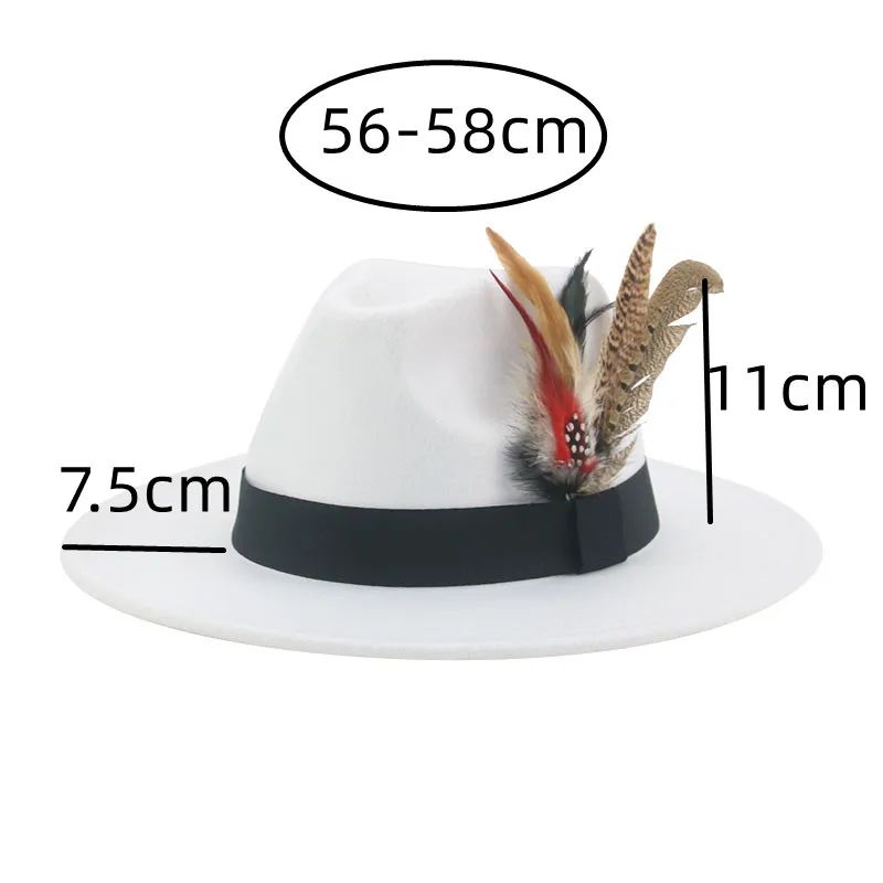 Chapéu Fedora Inverno Feminino Chapéus Masculinos Chapéu de Feltro Pena Luxo Moda Casual Decoração Casamento Homens Mulheres Fedora Chapeau Femme Touca