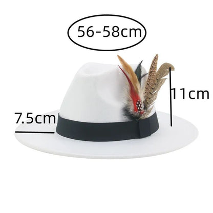 Chapéu Fedora Inverno Feminino Chapéus Masculinos Chapéu de Feltro Pena Luxo Moda Casual Decoração Casamento Homens Mulheres Fedora Chapeau Femme Touca