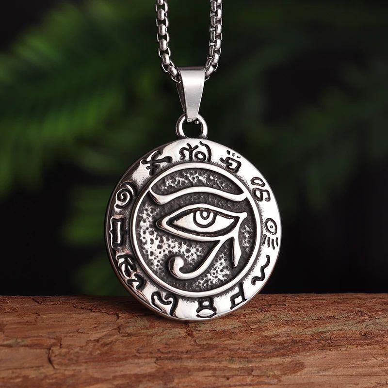 Eye of Horus, Eye of God Necklace, Rotatable Evil Eye Pendant, Men's Trendy Retro Weird Egyptian Amulet Jewelry