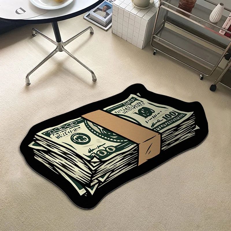 Creative  Money Shaped Carpet Personality Imitation Money Rug Dollar Rug for Bedroom Irregular  Art Floor Mat Door