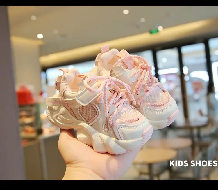 Girl Child Sport Shoe 2024 Spring Mesh Breathable Toddlers School Running Sneakers Fashion Non-slip Kids Boys Basketball Shoes