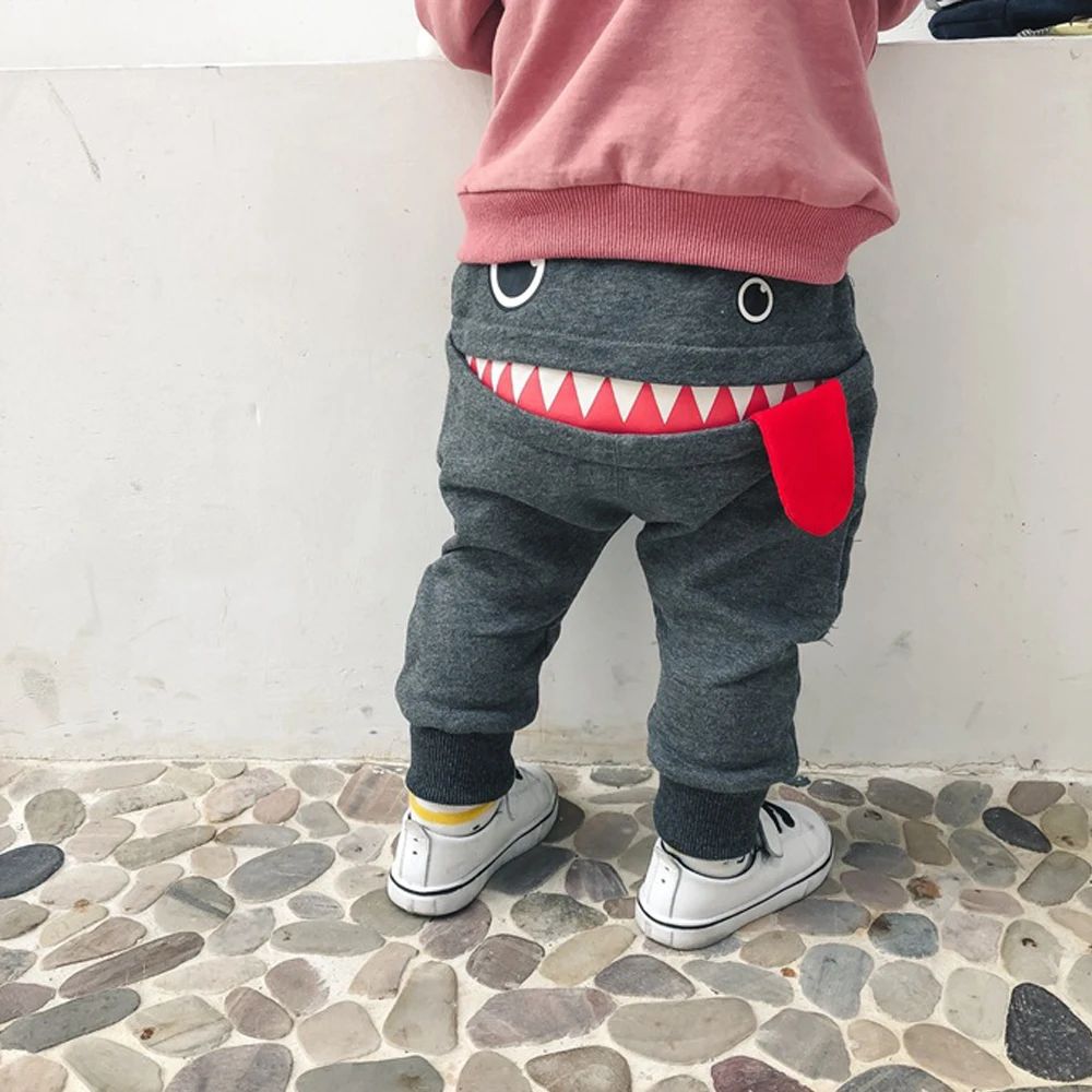 Casual Baby Children Pants Toddler Boys Girls Cute Big Mouth Monster Trousers Costumes Long Cototn Infant Cartoon Panty Clothes