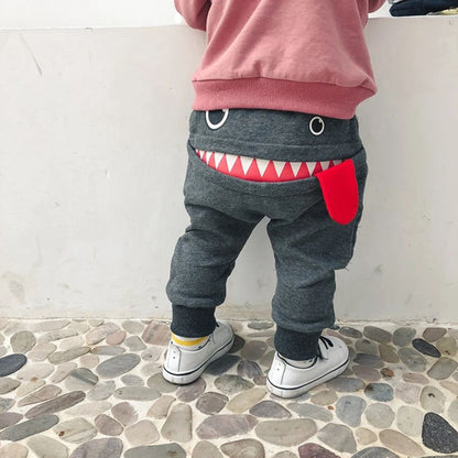 Casual Baby Children Pants Toddler Boys Girls Cute Big Mouth Monster Trousers Costumes Long Cototn Infant Cartoon Panty Clothes