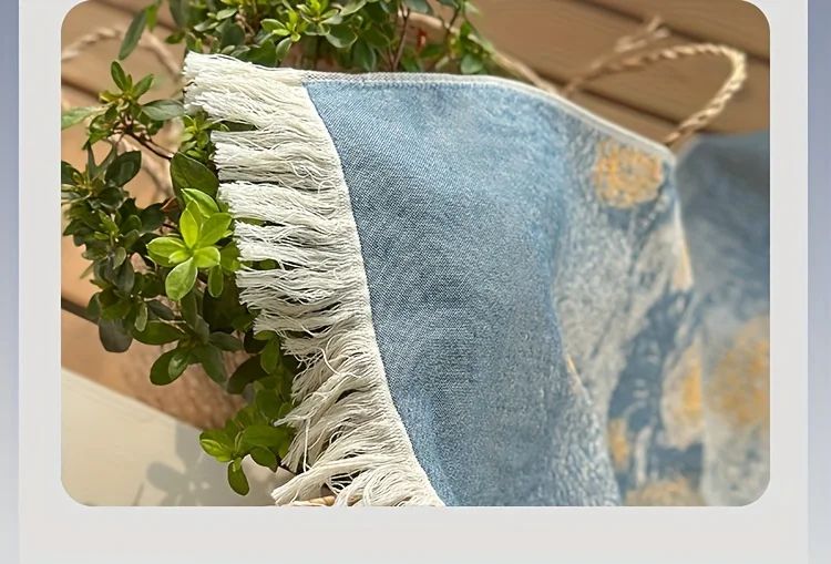 150x73cm Pure Cotton Fantasy Garden Tassel Towel-Soft Skin-Friendly Bath Towel Ideal for Home Swimming Pool Beach Shower Supplie