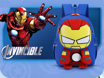 Mochila Infantil Escolar de Capitão América Homem Aranha Homem de Ferro Fofa Desenho Animado para Meninos Leve para Jardim de Infância