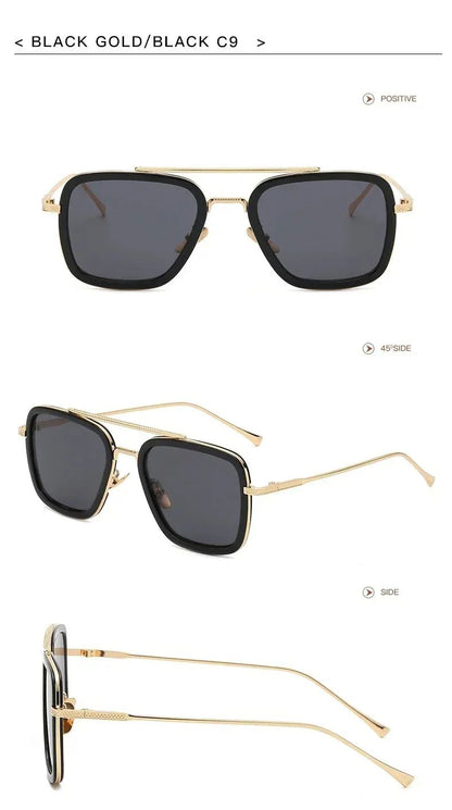 Fashion Tony Stark Sunglasses Iron Man Sun Glasses Vintage Square Metal Frames