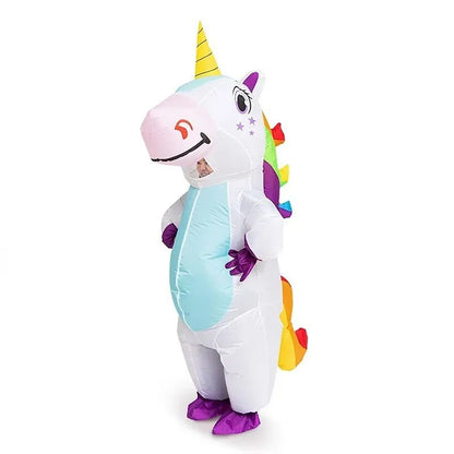 Inflatable Unicorn Costume Adult Kids Rainbow Halloween Costumes for Wommen Men Adult Carnival Mascot Christmas Cosplay