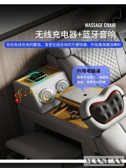 Linlamlim Ultimate Multifunctional Bedframe - Tech Smart Bed with Genuine Leather, Massage, Speaker, Projector, Air Purifier