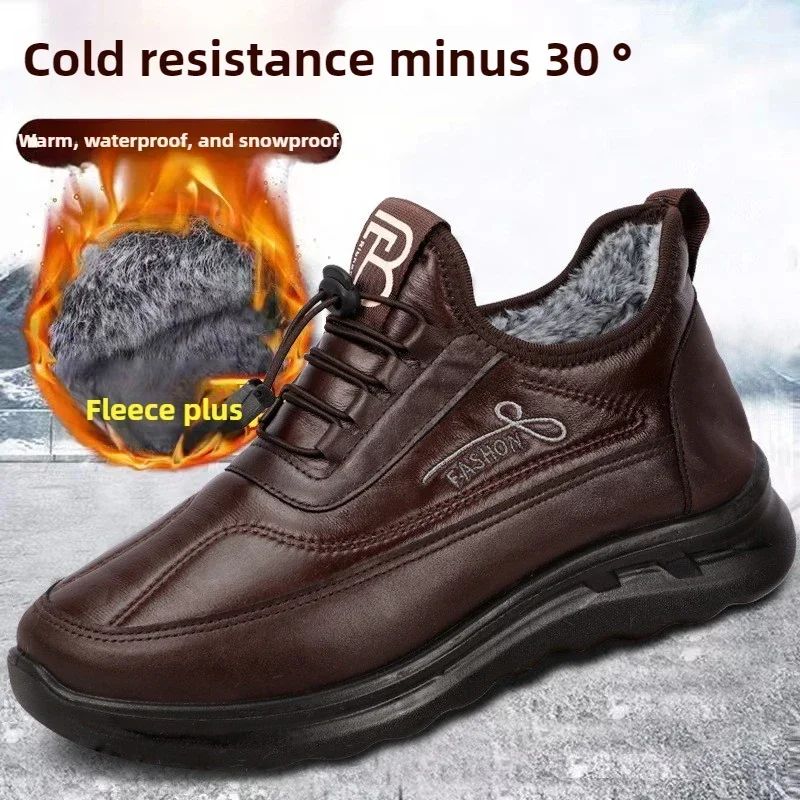 Winter Fashion Men's Shoes Warm Plush  Men's Black Waterproof Zapatillas Hombre Comfortable Men's Walking Shoes