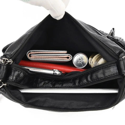 Fashion Soft Leather Crossbody Bags for Women 2025 Casual Female Multi Pocket Messenger Bags Retro Handbags Ladies Shoulder Bags