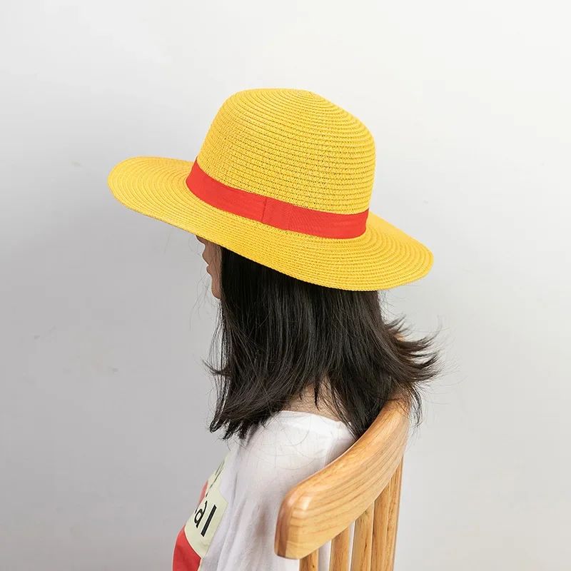 Chapéu de Sol Chapéu Luffy para Mulheres e Homens, Acessório de Cosplay de Desenho Animado One Piece, Chapéu de Palha Luffy, Chapéu para Pais e Filhos