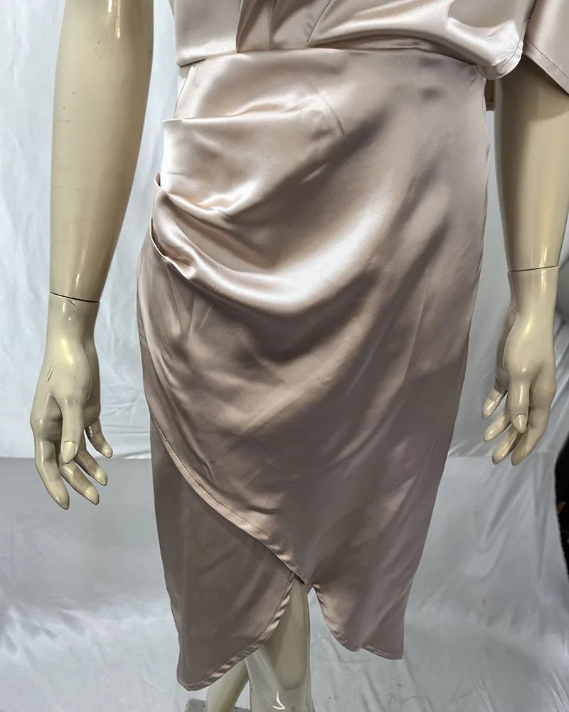 Elegant High-end Feel Women's Evening Dress Solid Color Irregular Midwaist Cross