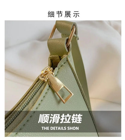 New Women's Handbag Fashionable Retro Solid Color Shoulder Bag PU Leather Casual Women's Hobos Handbag