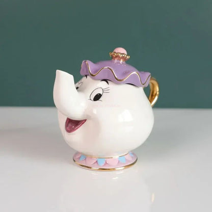 Bule De Chá Disney Desenho Animado A Bela E A Fera Bule De Café Caneca Sra Potts Xícara Chip Bule De Chá Um Conjunto De Chá Droshipping Presentes Fofos