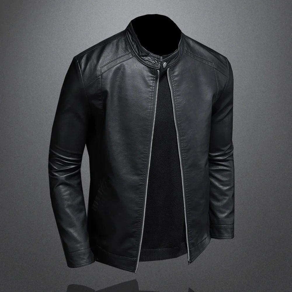 Leather Men's Jacket Spring and Autumn Casual Motorcycle Armored Jacket Black Motorcycle PU Leather Jacket Men's Clothing M-5XL