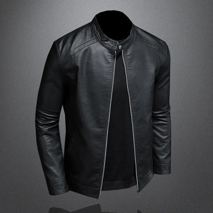 Leather Men's Jacket Spring and Autumn Casual Motorcycle Armored Jacket Black Motorcycle PU Leather Jacket Men's Clothing M-5XL