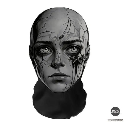 Halloween Ink-patterned Split-face Breathable Mesh Full-face Mask — Versatile for Outdoor Cycling and A Cool Prop