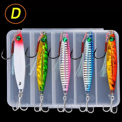 5 unidades de isca artificial de pesca de metal 7g-40g, isca rígida para trolling, isca de pesca para baixo, tralha de pesca de truta, jigs de pesca de truta, iscas de água salgada