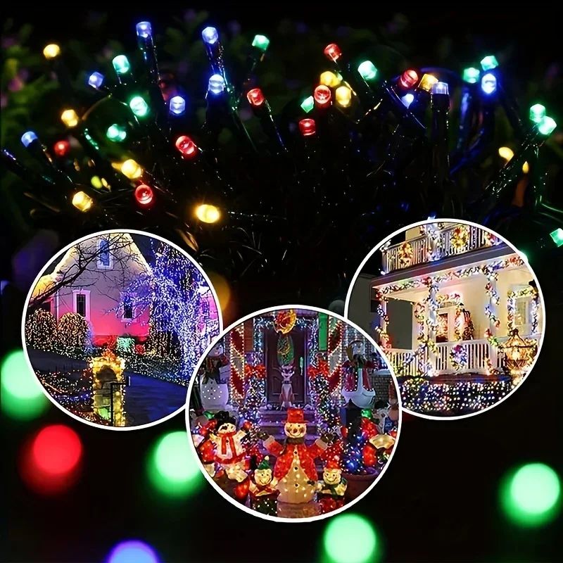 Solar Powered LED Flower Wreath Fairy Light String 50/100LED with 8 Modes Outdoor Garden Lights for Christmas Wedding Decoration