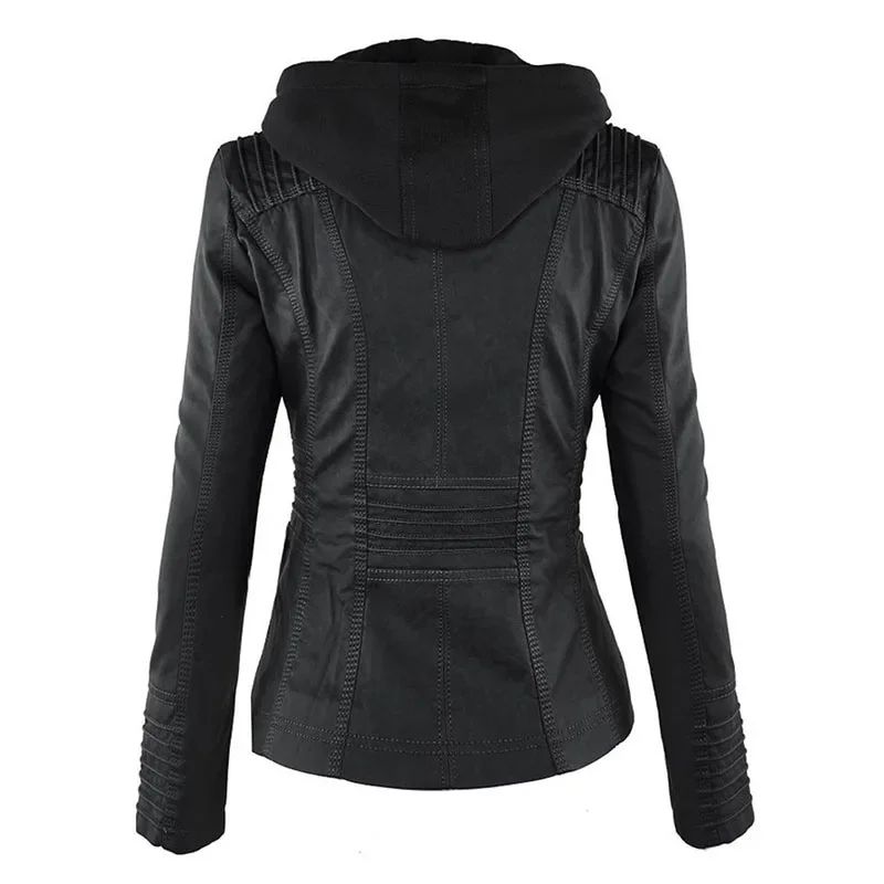 Gothic Faux Leather Jacket Women Coat 2025 Hoodies Winter Autumn Motorcycle Jacket Black Outerwear Leather PU Basic Jacket Coat