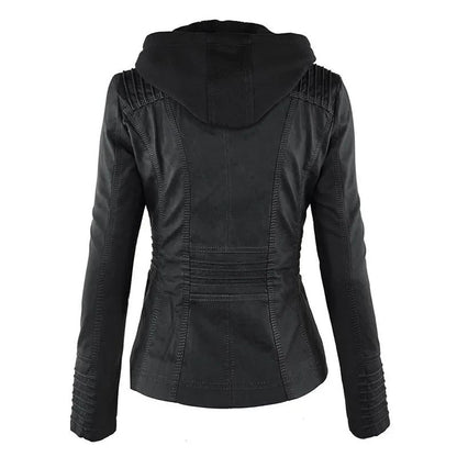 Gothic Faux Leather Jacket Women Coat 2025 Hoodies Winter Autumn Motorcycle Jacket Black Outerwear Leather PU Basic Jacket Coat
