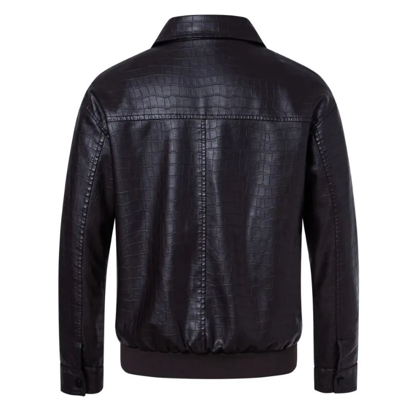 New Fashion Men's Spring Autumn Lapel Casual Pu Leather Loose Motorcycle Jacket