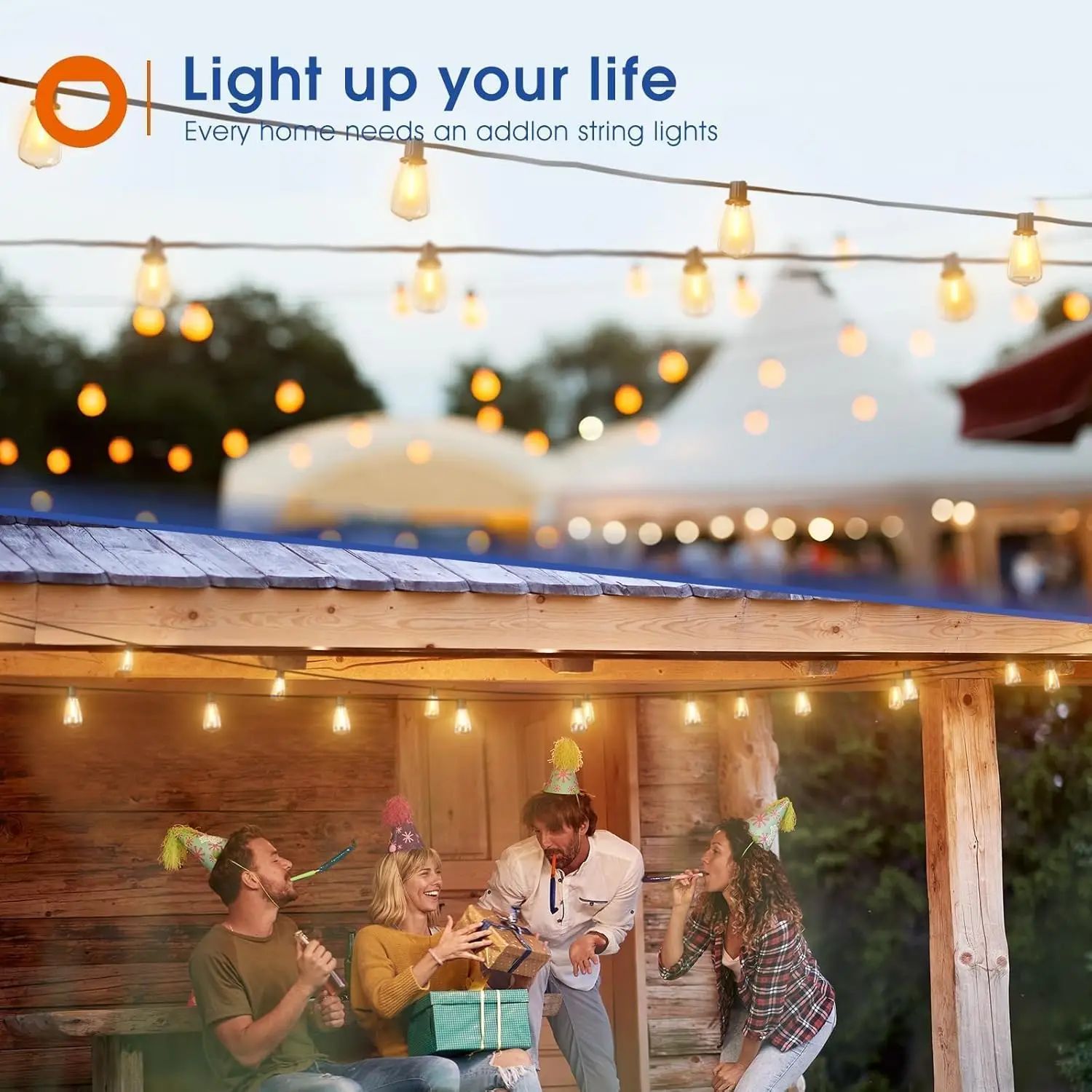 150FT LED Outdoor String Lights Waterproof Patio Lights Shatterproof ST38 Replaceable Bulbs Dimmable Outside Hanging Lights