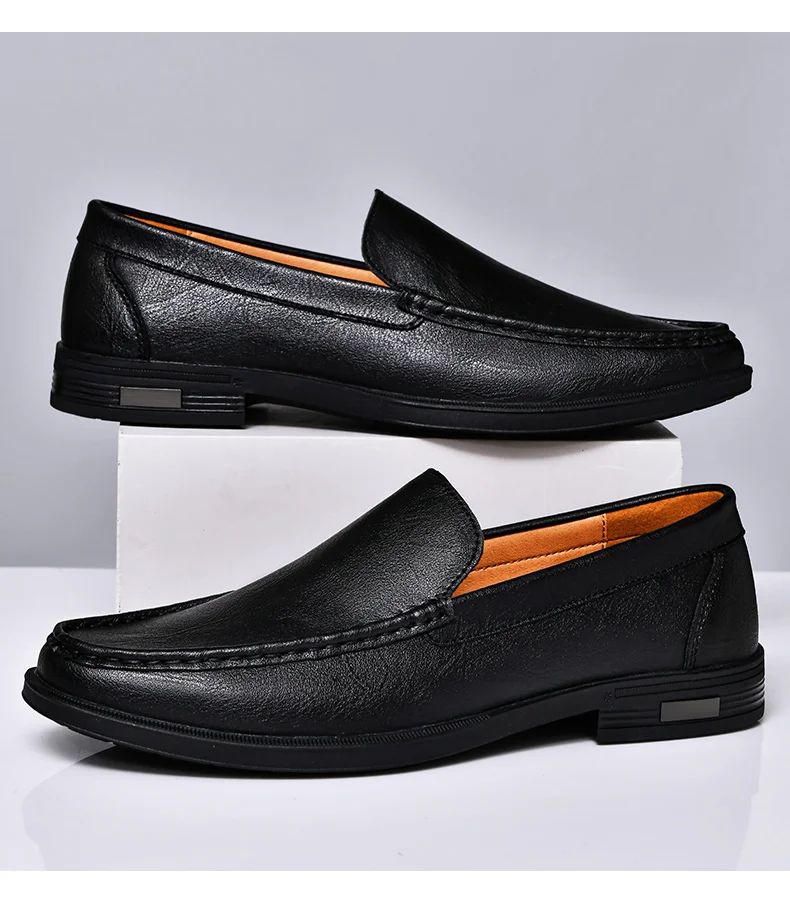 Genuine Leather Slip on Loafers Men Formal Dress Shoes Office Driving Wedding Party Mocasines Hombre Big Size Casual Shoes