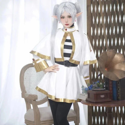 Sousou No Frieren Cosplay Costume Wig Shoes Anime Figures Magician Dress Elf Ear Halloween Party Charistmas for Women