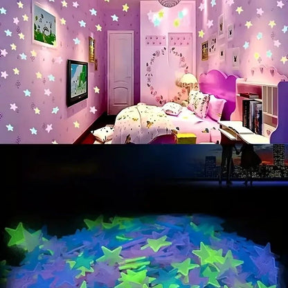 50/250Pcs Luminous Star Stickers Background Wall Decoration Bedroom Glow Stickers Fluorescent Stereo Wall Stickers Room Decor