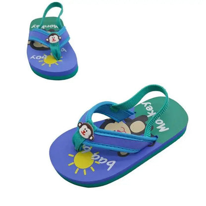 2025 Summer Children Cute Cartoon Animal Slippers Beach Shoes Kids Flip Flops Elastic Band Anti-slip Sandals Boys Girls Slippers