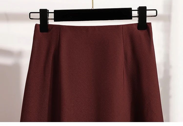A-Line Mini Skirt High Waist Mid Length Skirts Women's Slimming Black Autumn Elastic Waist Design Solid Color Versatile Skirt