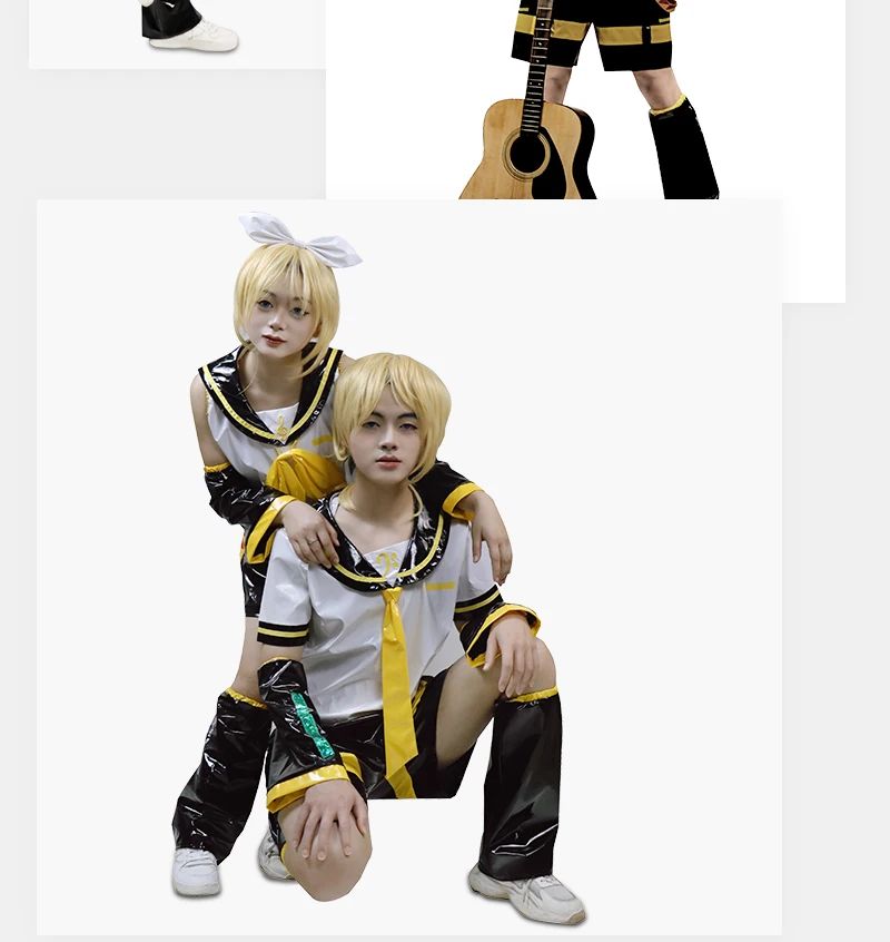 Just Saiyan2025  Kagaminee Rin/Len Cosplay with Ears Collab Series: Kagaminee Rin Len Cosplay Top Shorts Costumes Cosplay Outfit