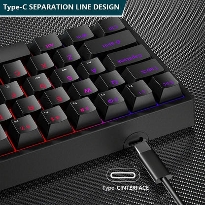 Teclado Mecânico para Jogos K620 Mini 61 Teclas RGB Hotswap Teclado para Jogos com Fio Tipo-C Teclas PBT 60% Teclados Ergonômicos