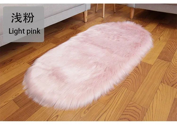 Super Soft Plush Oval Rug Mat Fluffy White Carpets for Living Room Home Decor Bedroom Kid Room Decoration Salon Thick Pile Rug
