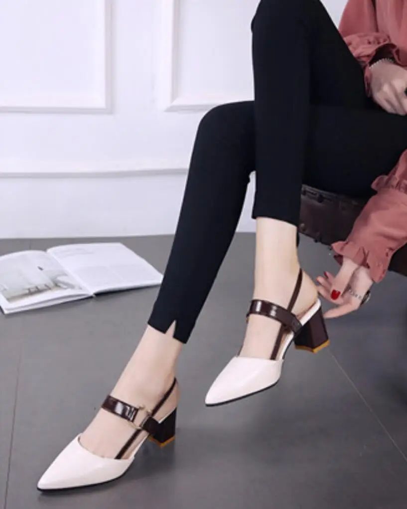 Women's Shoes Trend 2024 Shoe Genuine Leather Medium Heel Block Heels Mirror Luxury Designer Chunky Sandals Ladies Sexy Sandal