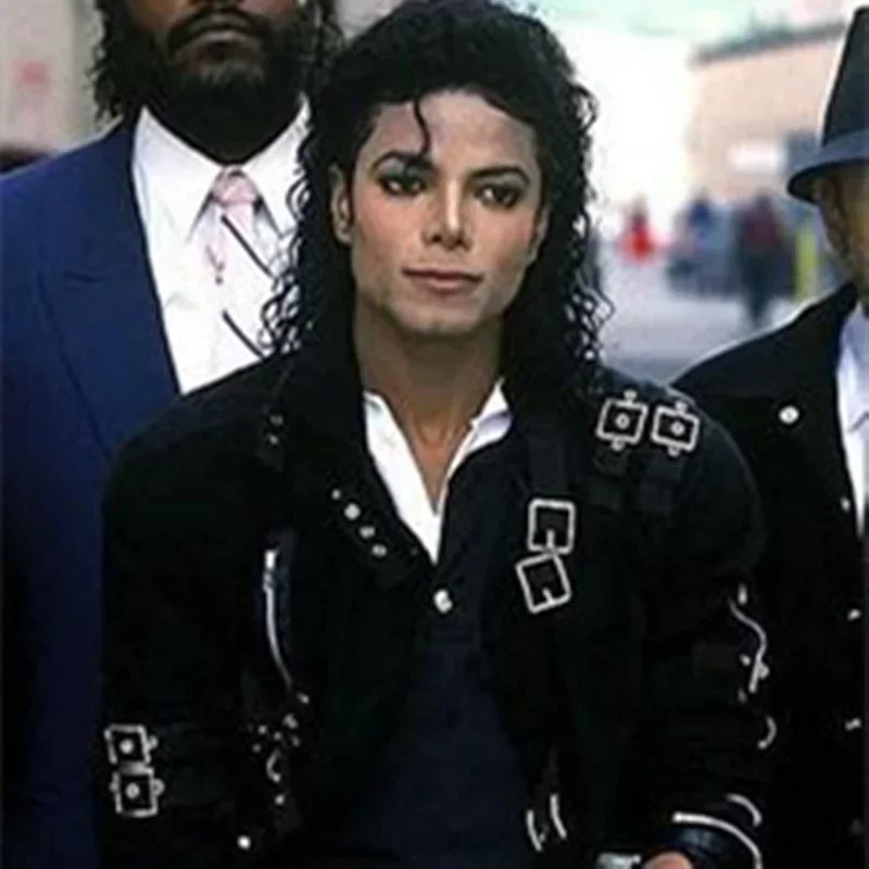 Michael Jackson cosplay Costume BAD Punk Jacket Black Slim BAD Jacket Costume T-shirt Belt Clothing Adore Stars Impersonator