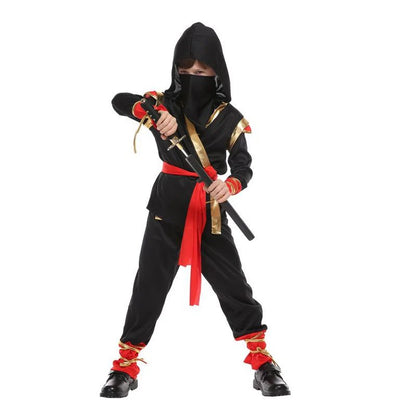 Ninja Samurai Costume Set for Child Halloween Cosplay with Sword Accessories Japanese Warrior Outfit New Year Performance Party
