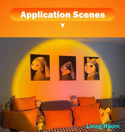 USB Sunset Lamp Sunset Projector Mood Light Living Room Bedroom Night Light Indoor Decor Bar Atmosphere Photography Background
