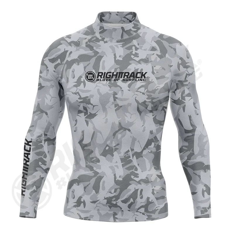 HotSale Men's Surfing Shirt CAMO Lycra Rashguard RIGHTTRACK Surf Sportswear Beach UV Protection Swimwear UPF50  Clothes