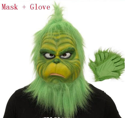 Cute How Christmas Green Haired Cosplay Mask Latex Halloween XMAS Full Head Latex Mask Cosplay Costume Mask Props