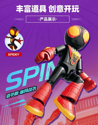Em estoque, Blokees Genuínos Marvel Spidey Amazing Friend Homem-Aranha Miles Homem-Formiga Boneco Anime Action Figure Colecionáveis Brinquedos Modelo